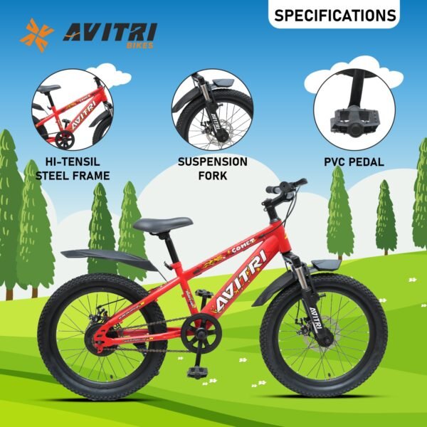 Comet-20 Single Speed Front Suspension Disc Brake Non IBC Red 20 Kids-Mountain Cycle - Image 4