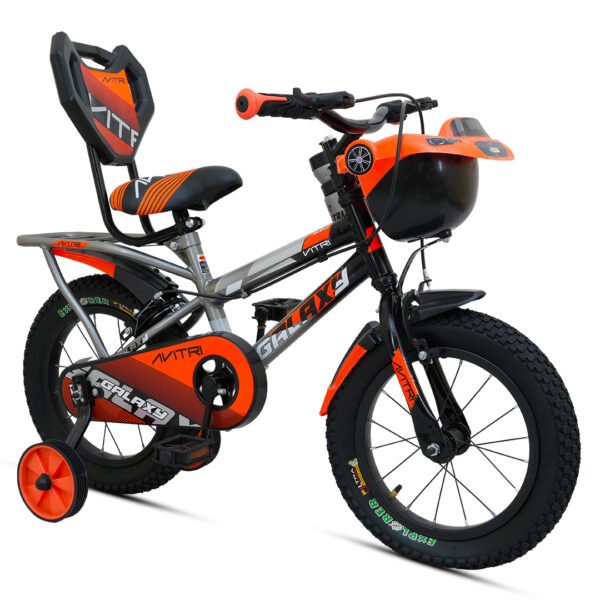 Galaxy-14 Single Speed V Brake  Kids-Recreation Cycle-Grey Orange - Image 3