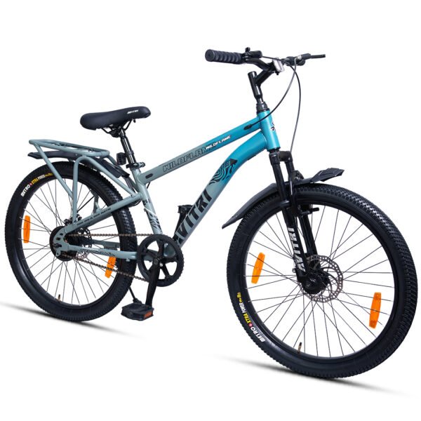 WildFlame-24 Single Speed Disc Brake  Kids-Mountain Cycle-Grey Blue - Image 2