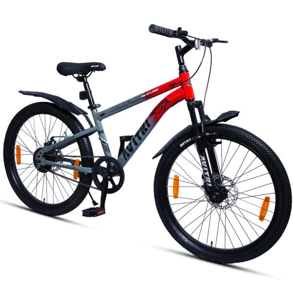 WildFlame-24 Single Speed Disc Brake  Kids-Mountain Cycle-Grey Red - Image 3
