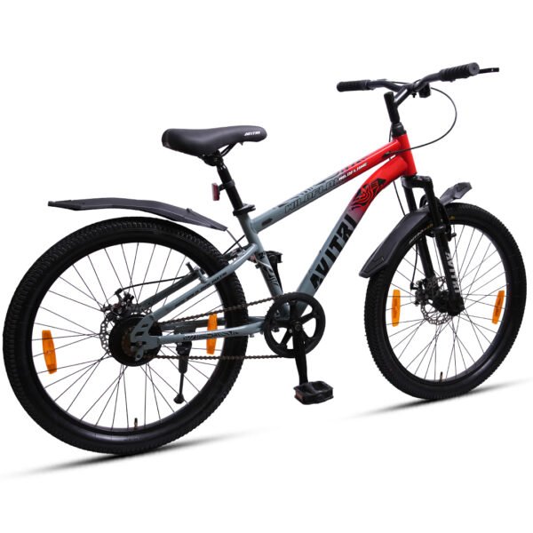 WildFlame-24 Single Speed Disc Brake  Kids-Mountain Cycle-Grey Red - Image 2
