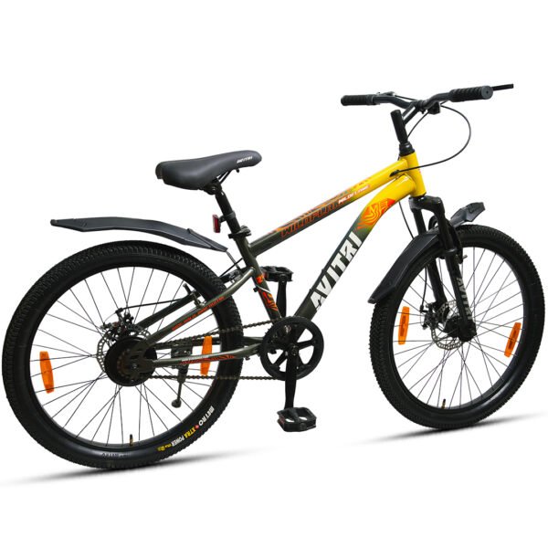 WildFlame-24 Single Speed Disc Brake  Kids-Mountain Cycle-Grey Yellow - Image 3