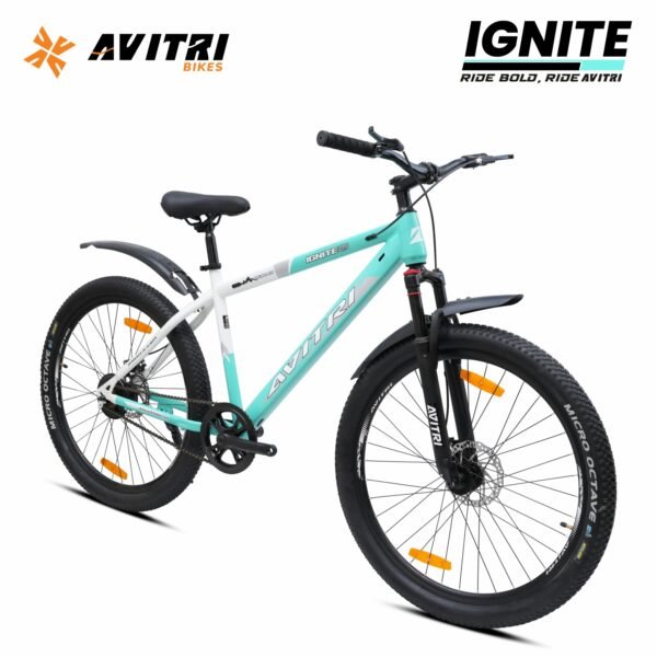 Ignite-27.5 Single Speed Front Suspension Disc Brake Non IBC Green White 27.5 Adult-Mountain Cycle - Image 2
