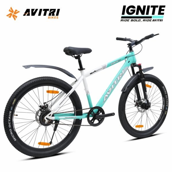 Ignite-27.5 Single Speed Front Suspension Disc Brake Non IBC Green White 27.5 Adult-Mountain Cycle - Image 3