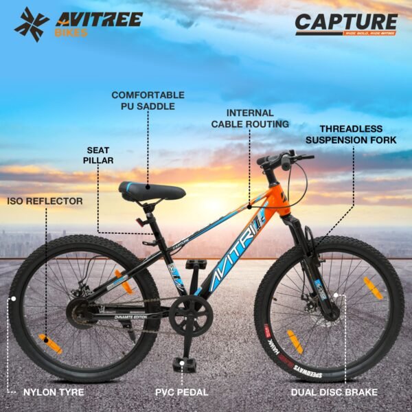 Capture-29 Single Speed Front Suspension Disc Brake Non IBC Black Orange 29 Adult-Mountain Cycle - Image 5