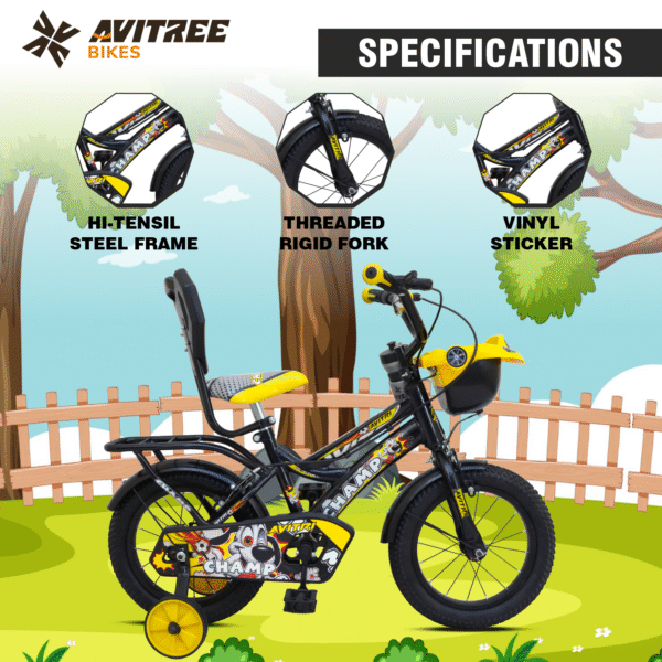 Champ-16 Single Speed Rigid Fork V Brakes IBC Yellow 16 Kids-Recreation Cycle - Image 4