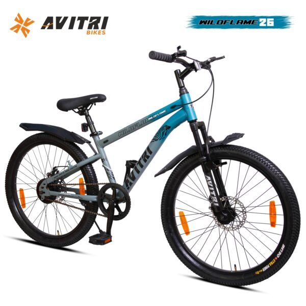 WildFlame-26 Single Speed Front Suspension Disc Brake Non IBC Blue Grey 26 Kids-Mountain Cycle - Image 2