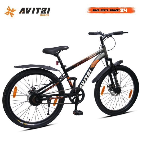 WildFlame-24 Single Speed Front Suspension Disc Brake Non IBC Grey Black 24 Kids-Mountain Cycle - Image 3