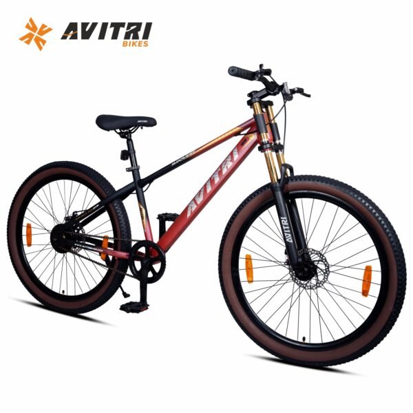 Mudcrusher-27.5 Single Speed Front Suspension Disc Brake Non IBC Red Black 27.5 Adult-Mountain Cycle - Image 2