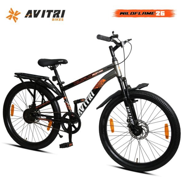 WildFlame-26 Single Speed Front Suspension Disc Brake IBC Grey Black 26 Kids-Mountain Cycle - Image 2