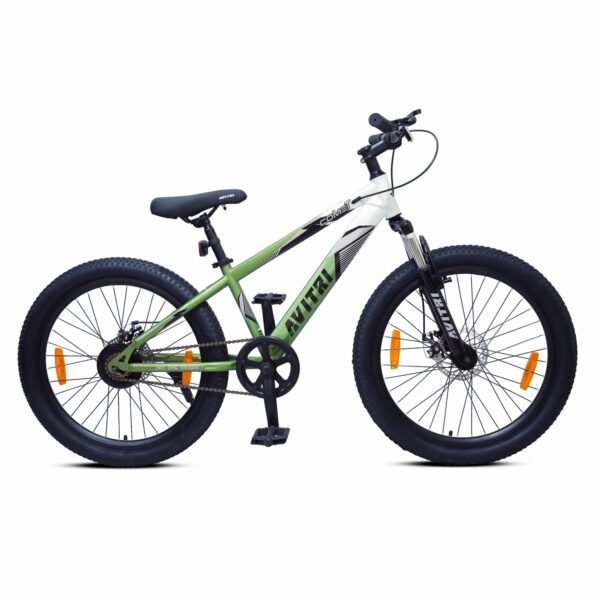 Comet-26 Single Speed Front Suspension Disc Brake Non IBC White Green 26 Kids-Mountain Cycle