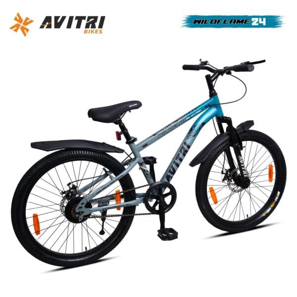 WildFlame-24 Single Speed Front Suspension Disc Brake Non IBC Grey Blue 24 Kids-Mountain Cycle - Image 3